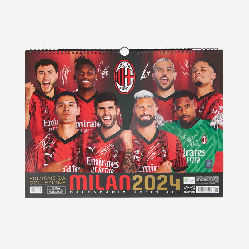 Calendario ufficiale AC Milan 2024 - cm. 29 x 42 c/spirale