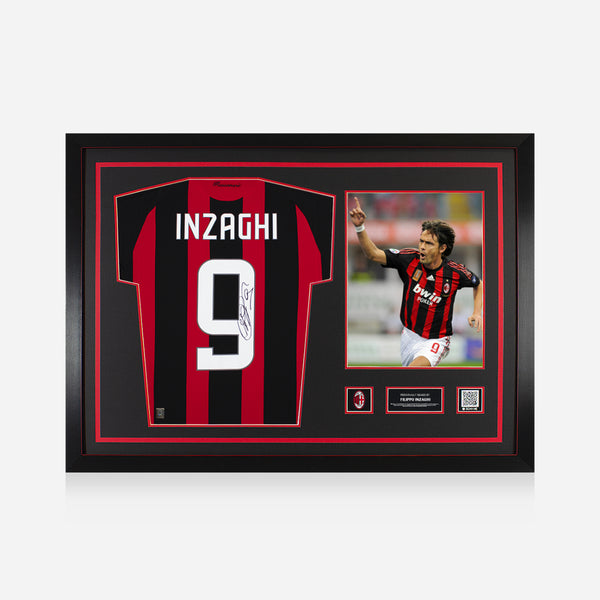 Filippo Inzaghi Official AC Milan Back Signed and Framed 2008-09 Home Shirt
