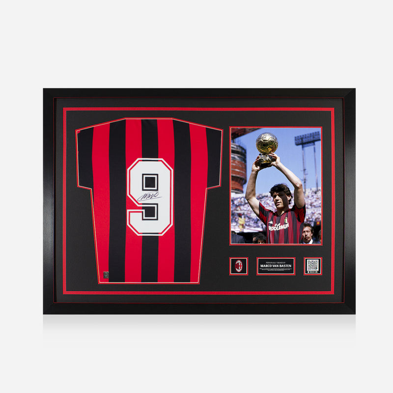 Marco Van Basten Official AC Milan Back Signed and Framed Home Shirt