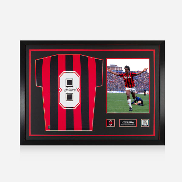 Frank Rijkaard Official AC Milan Back Signed and Framed Home Shirt
