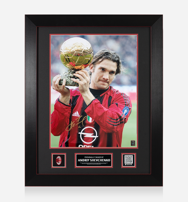 Schevchenko Official AC Milan Picture Signed and Framed Ballon D'or