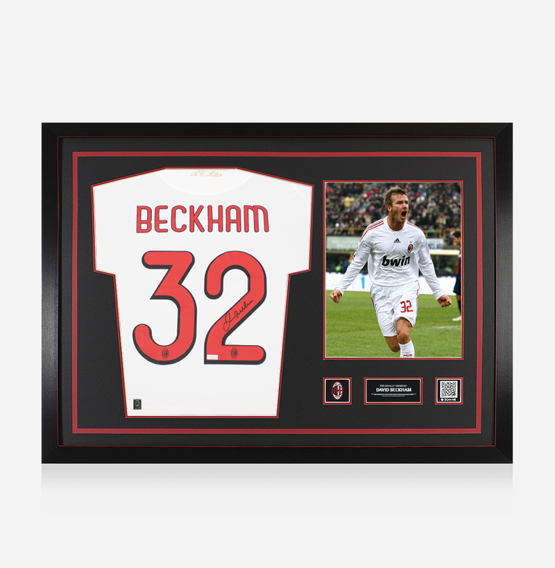 Beckham AC Milan Back Signed and Framed Home Shirt 2009-10