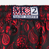 MC2 SAINT BARTH X AC MILAN KIDS' SWIM SHORTS WITH RED&BLACK ALLOVER PRINT