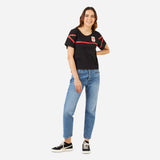 MILAN WOMEN’S’ T-SHIRT WITH AC MILAN ESCUTCHEON AND STRIPES