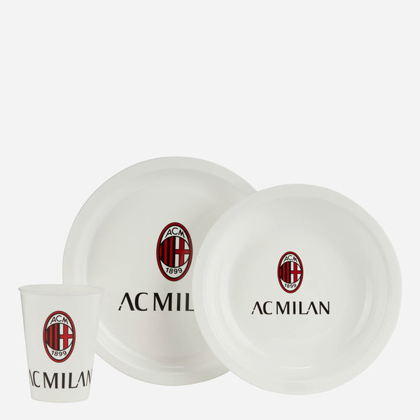 SET OF MILAN PLATES AND CUP WITH LOGO