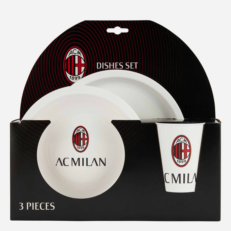 SET OF MILAN PLATES AND CUP WITH LOGO